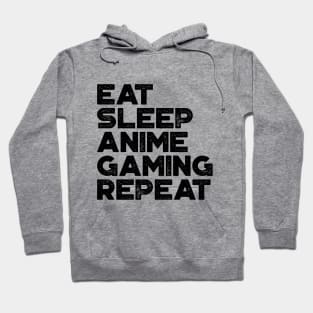 Eat Sleep Anime Gaming Repeat Funny Vintage Retro Hoodie